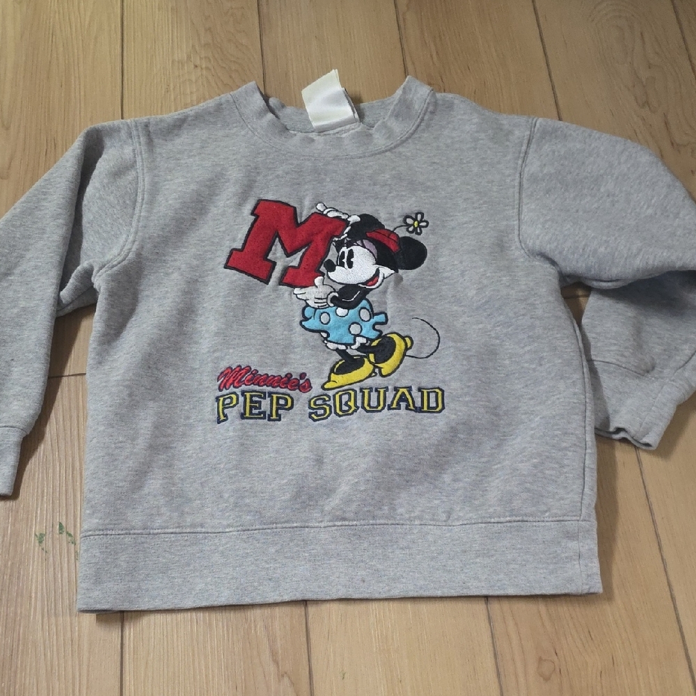 Disney Minnie Mouse Gray Sweatshirt with Red and Yellow Accents